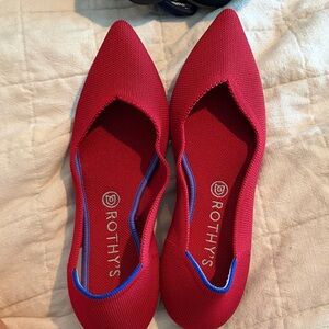 Rothy's Women's Red Pointed-Toe Knit Flats